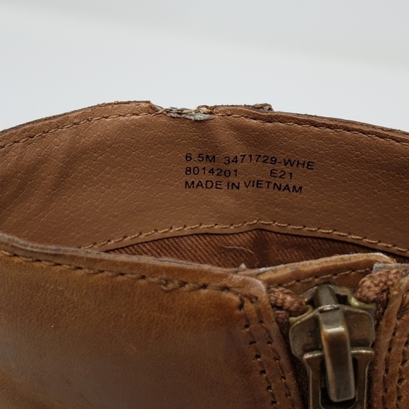 Frye Ankle Boots Women's Size 6.5 Jennifer Wheat Side Zip Pointed Toe - Flaws - Picture 5 of 12